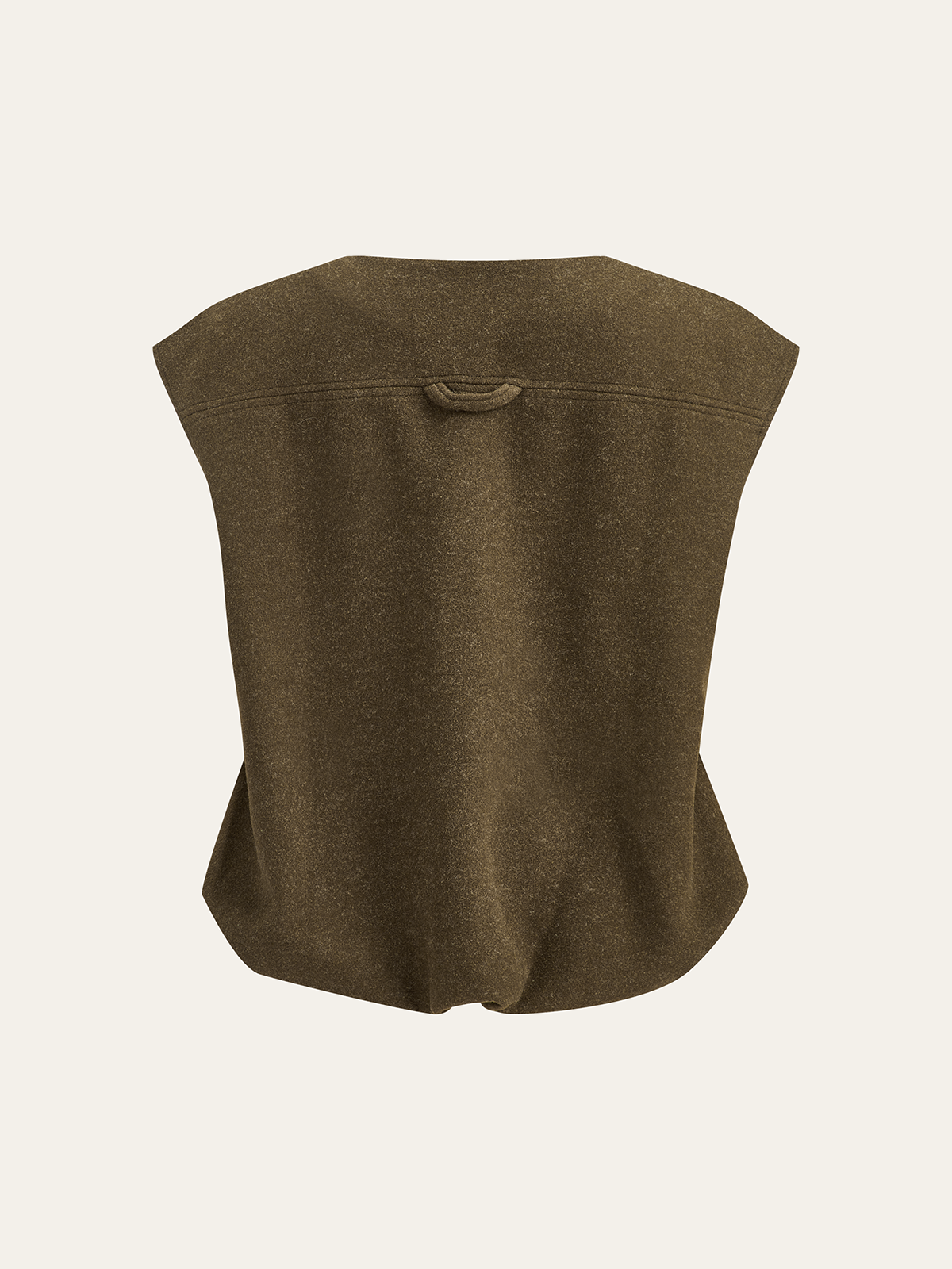 Fermuarlı Çıtçıtlı Kolsuz Yelek Haki Ekose Desenli