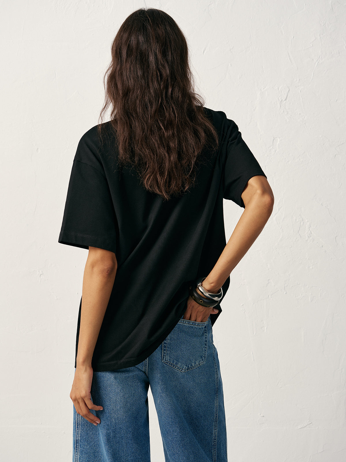 Basic Pamuk Oversize Tişört Bisiklet Yaka Kısa Kol