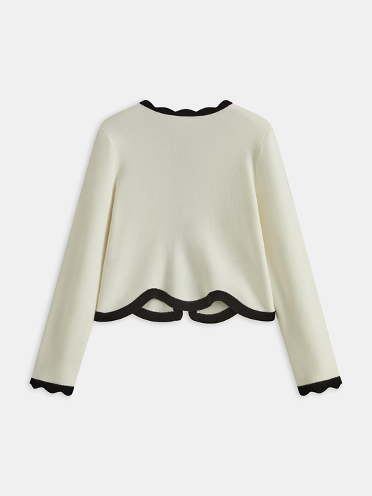 Zıt Renk Kaburga Desenli Triko Hırka