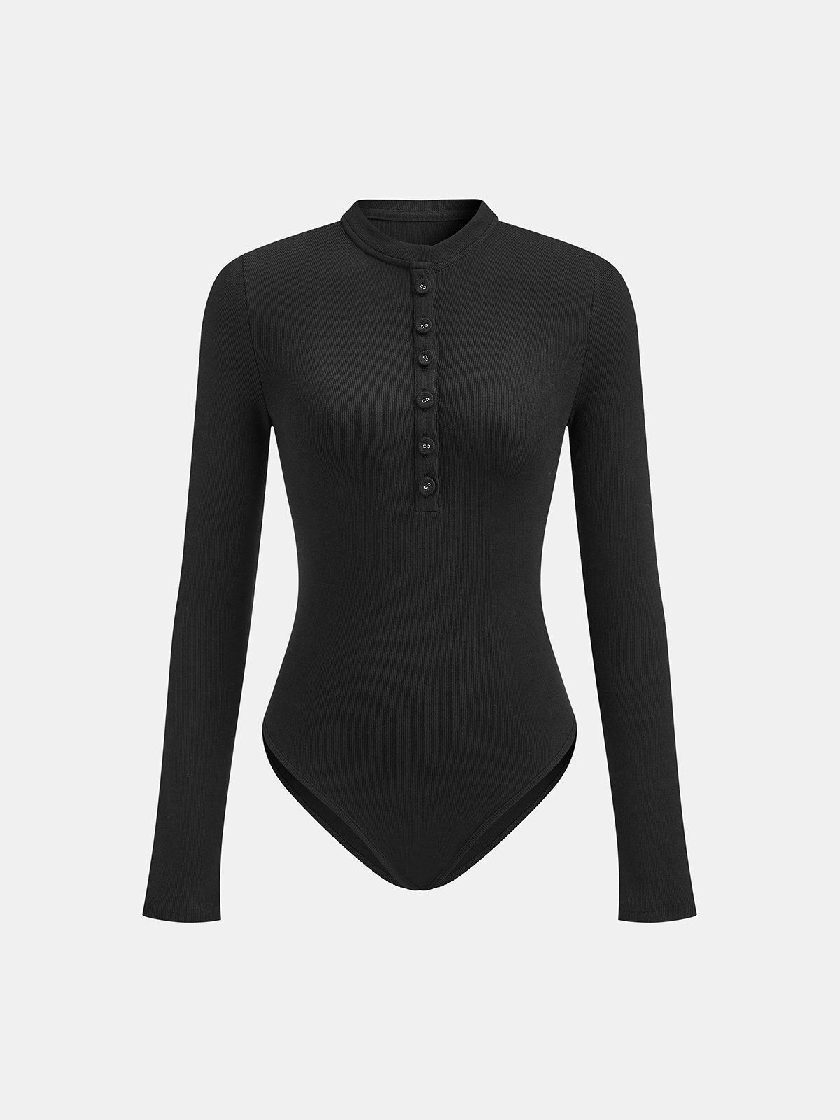 Nakışlı Uzun Kollu Bodysuit Siyah Ribanalı