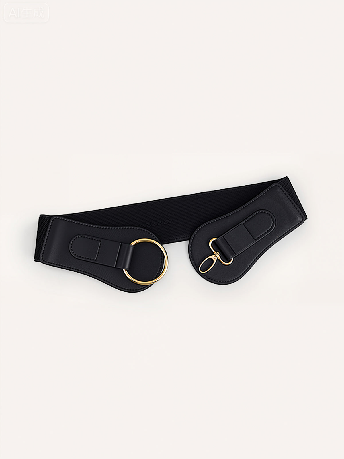 Lüks geniş sahte deri kemer altın yuvarlak tokalı