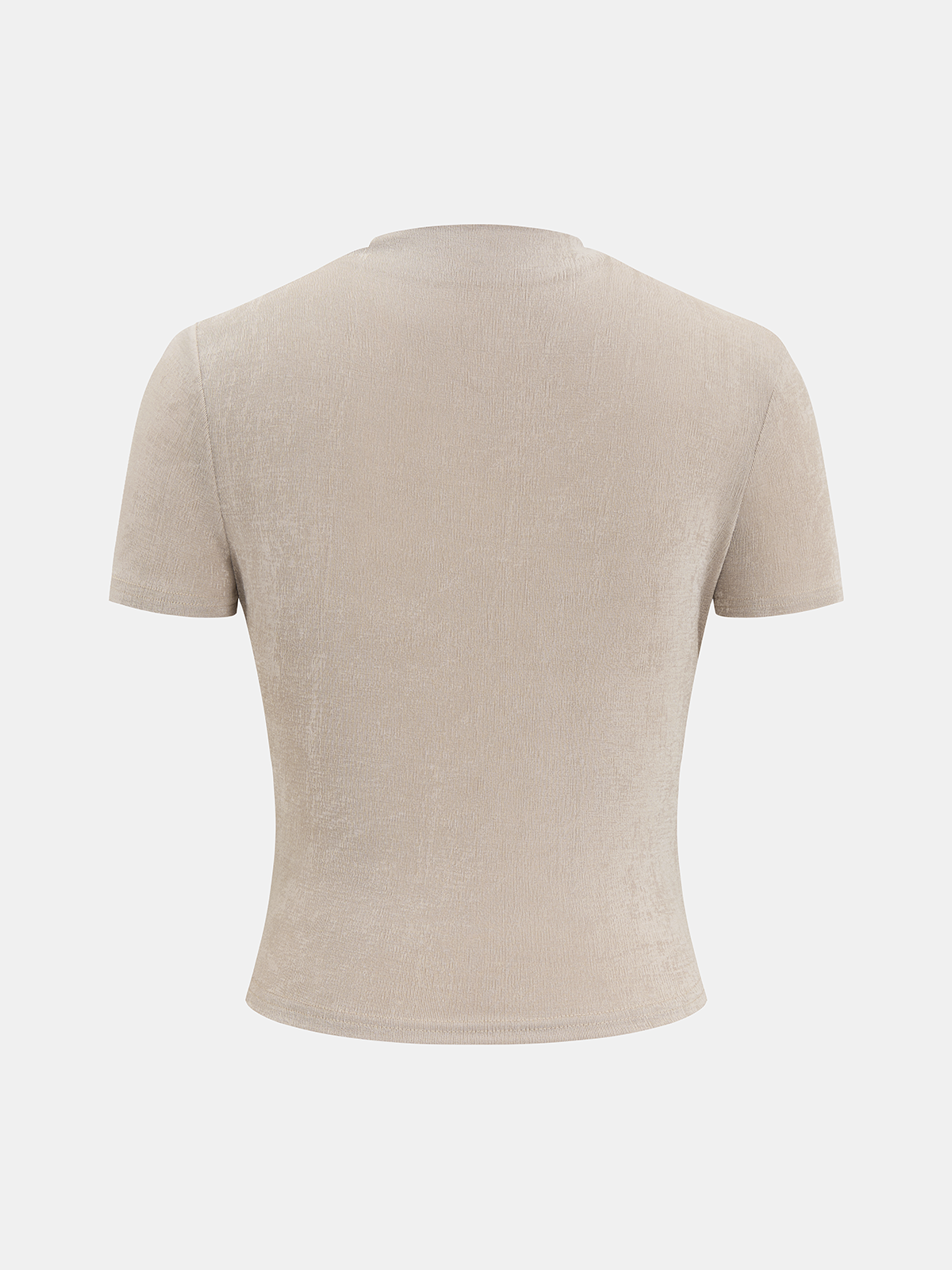 Asimetrik Büzgülü Kısa Kollu Üst Bej Tek Omuz