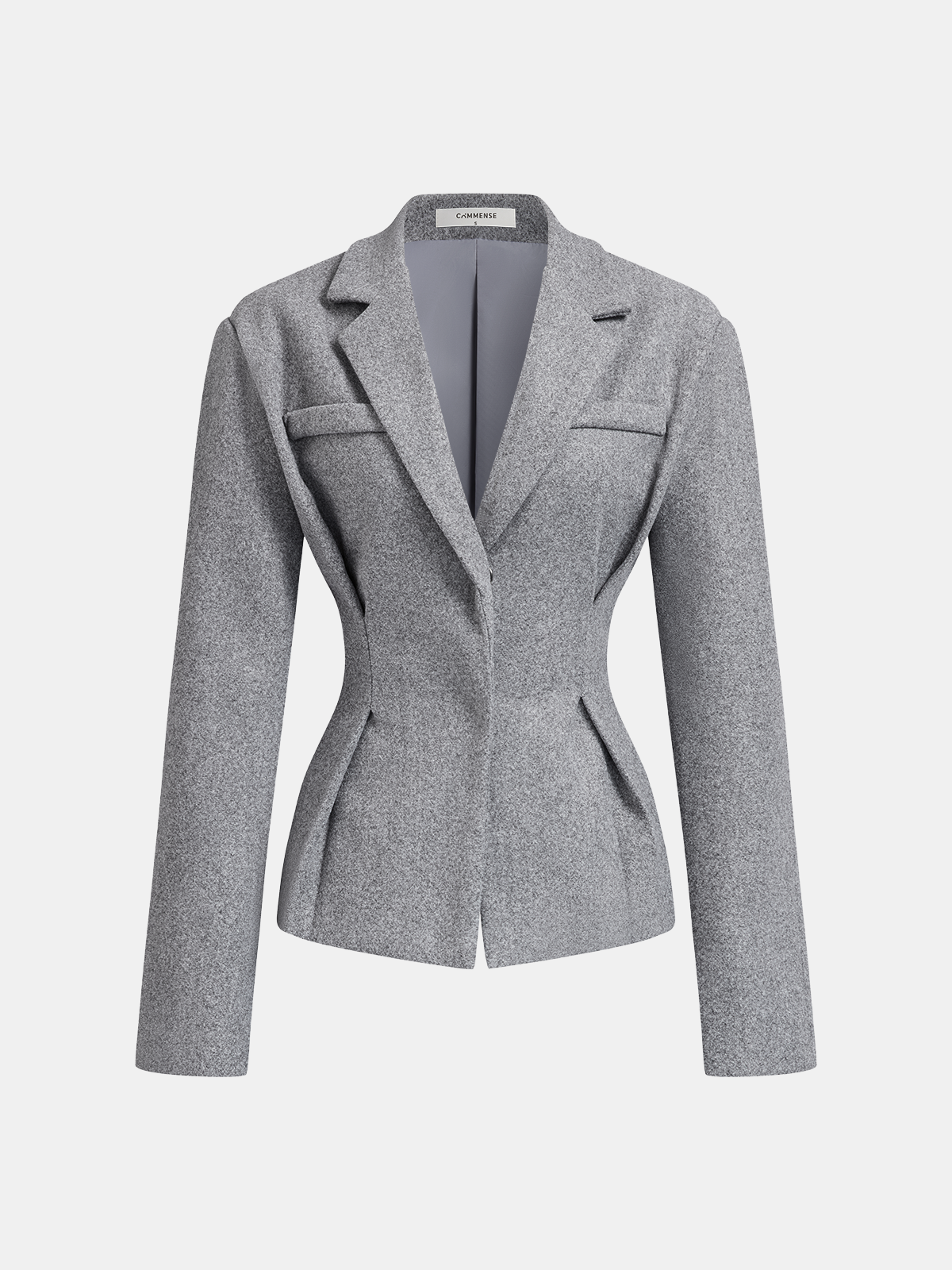 Tweed Blazer Pileli Etek Takımı Gri Regular Fit