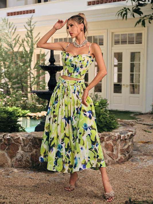 Daeltox Baskılı Fırfırlı Etek Takımı