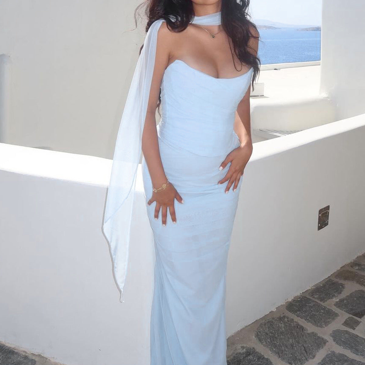 Aniyah | Askısız Bodycon Maxi Elbise