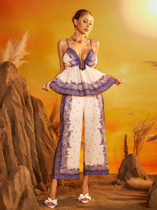 Ezmir Spagetti Baskılı Payet Takım