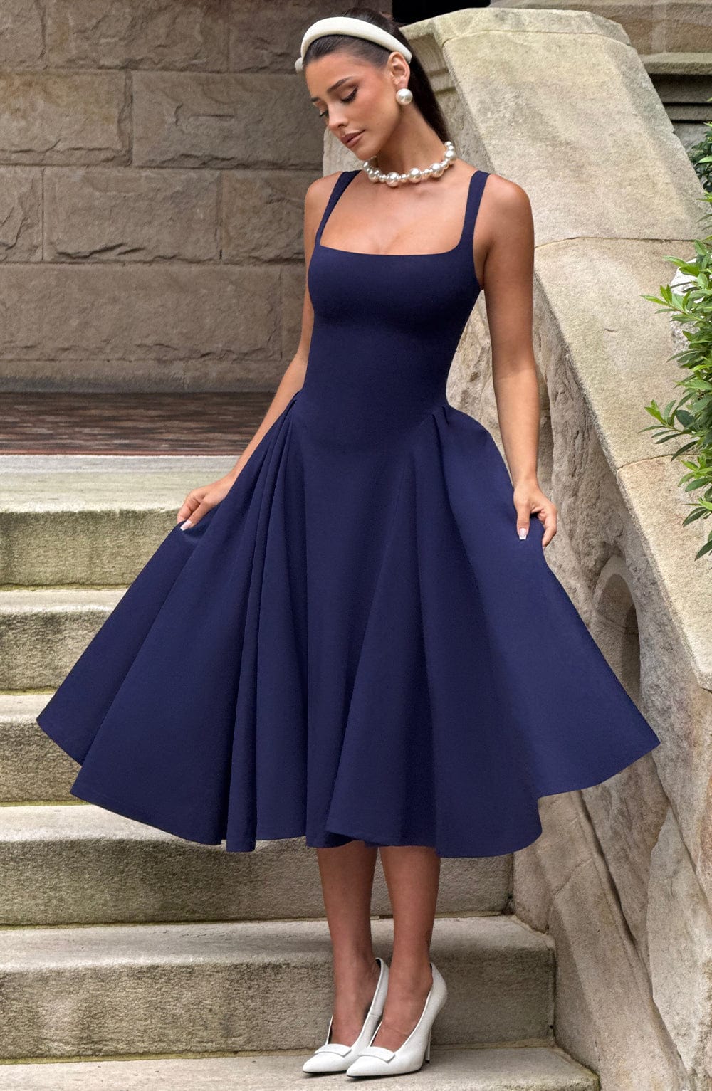 Betty - Lacivert Midi Elbise