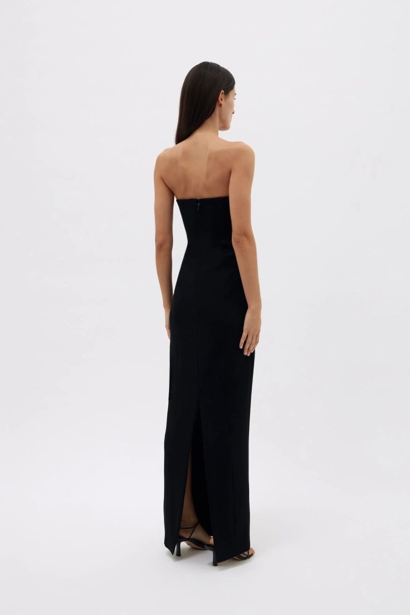 Virginia Kristal Taşlı Straplez Polyester Maxi Elbise