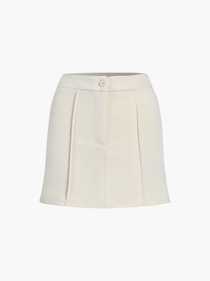 Önü Düğmeli Boyundan Bağlamalı Sırtı Açık Yelek Etekli Takım