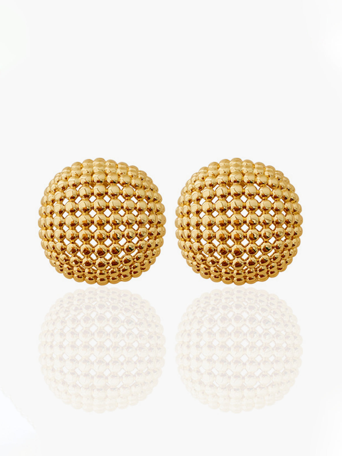 Bakır Kare Izgara Küpe Altın Rengi Geometrik Desen