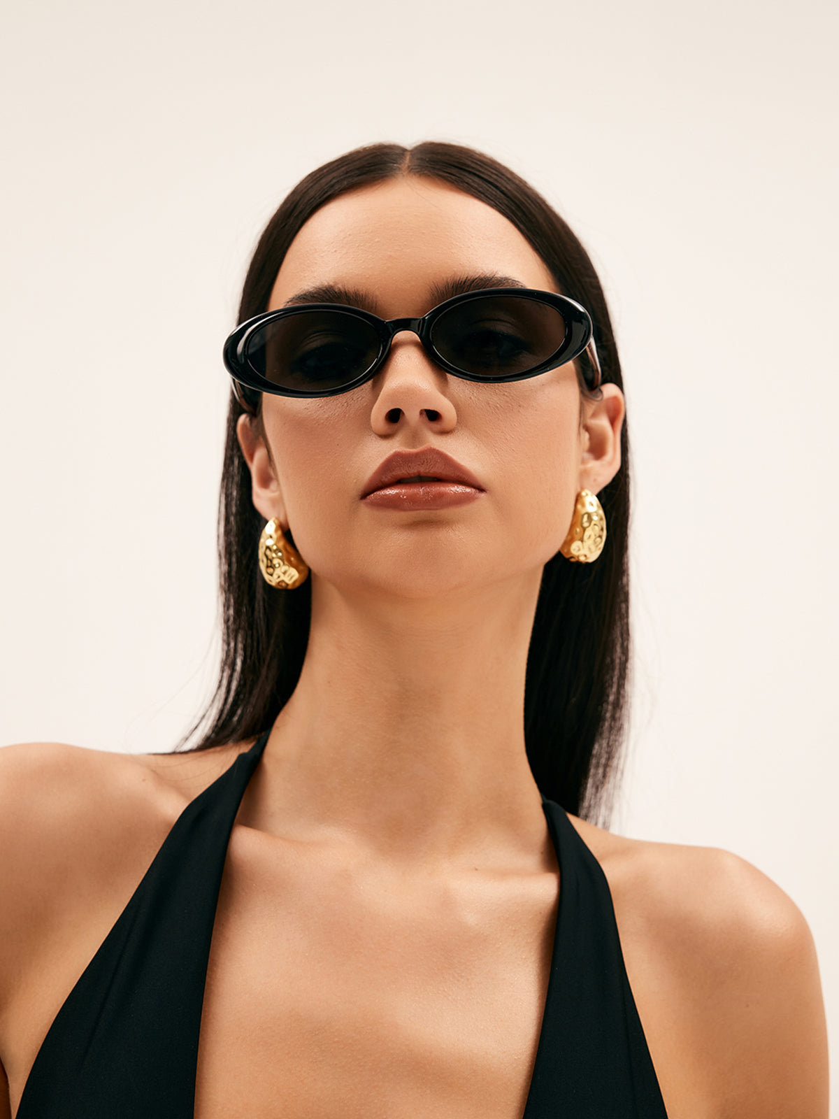 Vintage Oval Güneş Gözlüğü Siyah Retro Tasarım