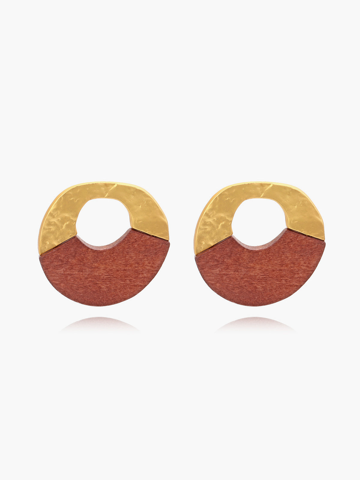 Ahşap Alaşım Sallantılı Küpe Altın Geometrik Desen