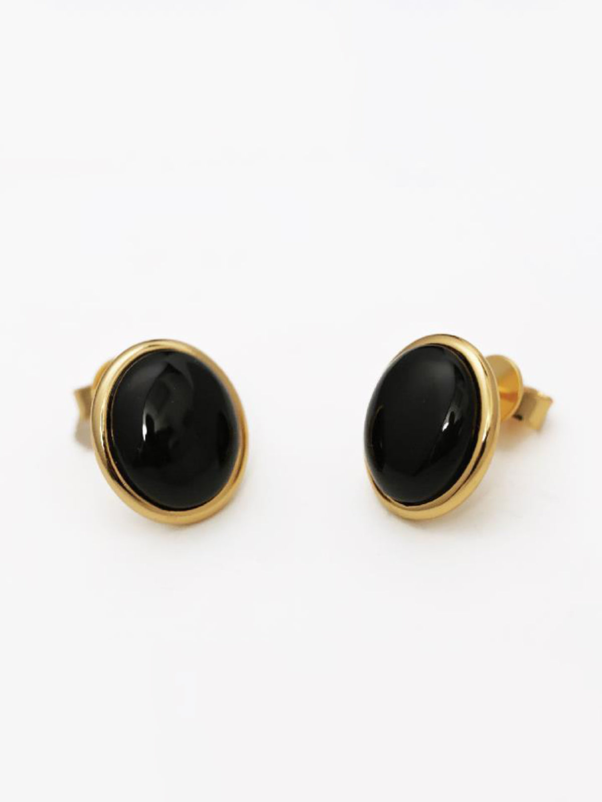 Renkli Taşlı Opal Küpeler Siyah Altın Detaylı