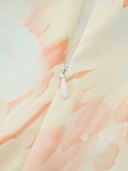 Monet Garden Çiçek Desenli Midi Elbise