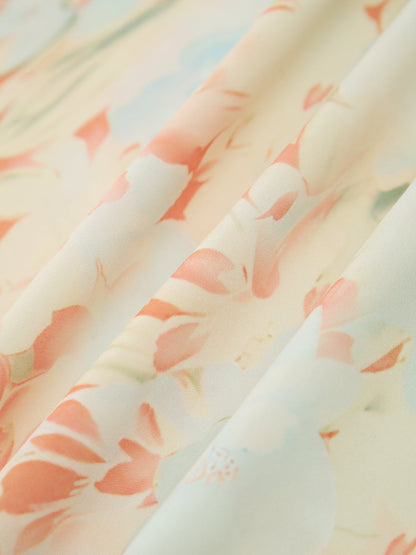 Monet Garden Çiçek Desenli Midi Elbise