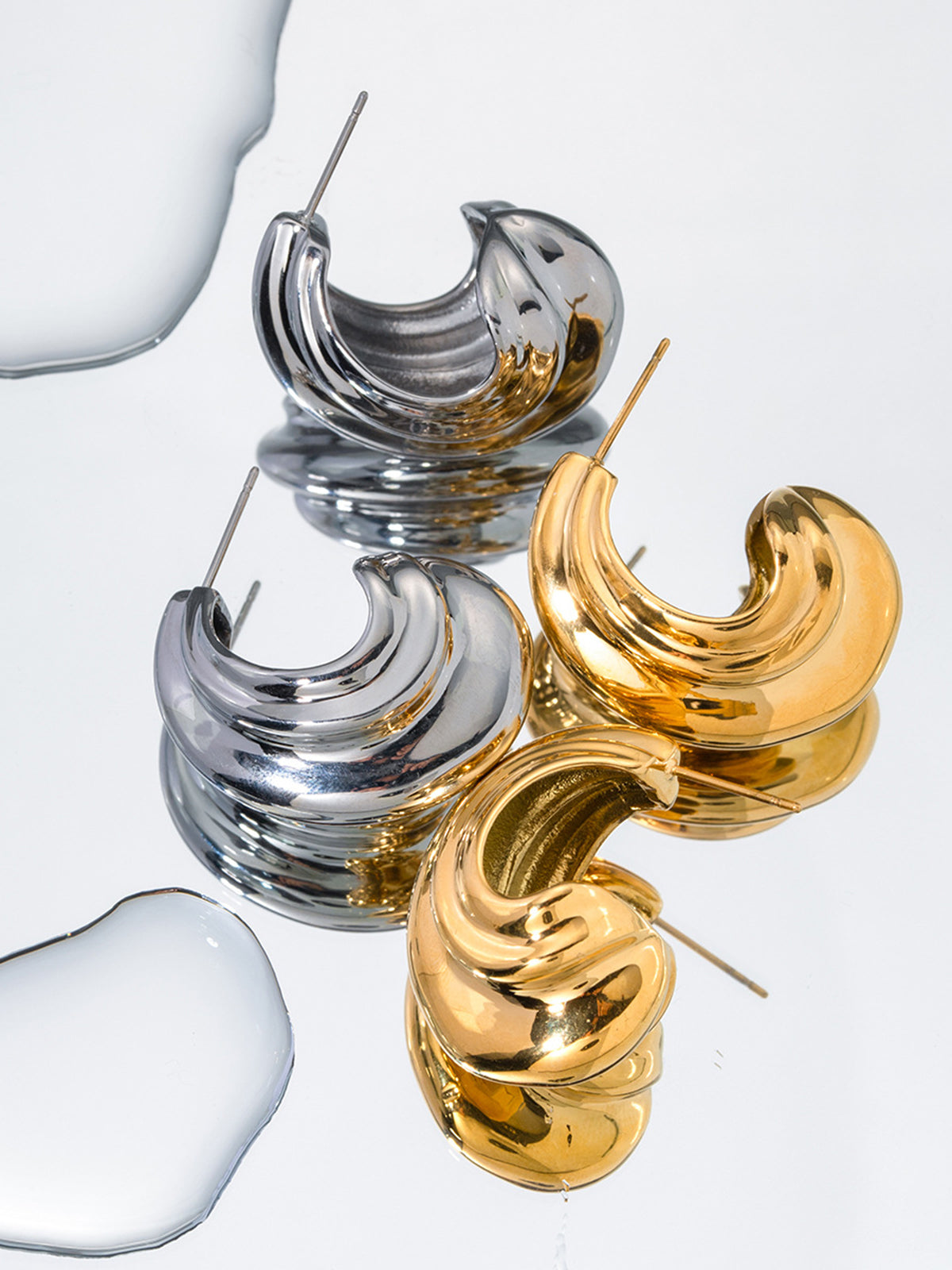 Zarif Salyangoz Tarzı Küpeler Altın Gümüş 18 Ayar Kaplama