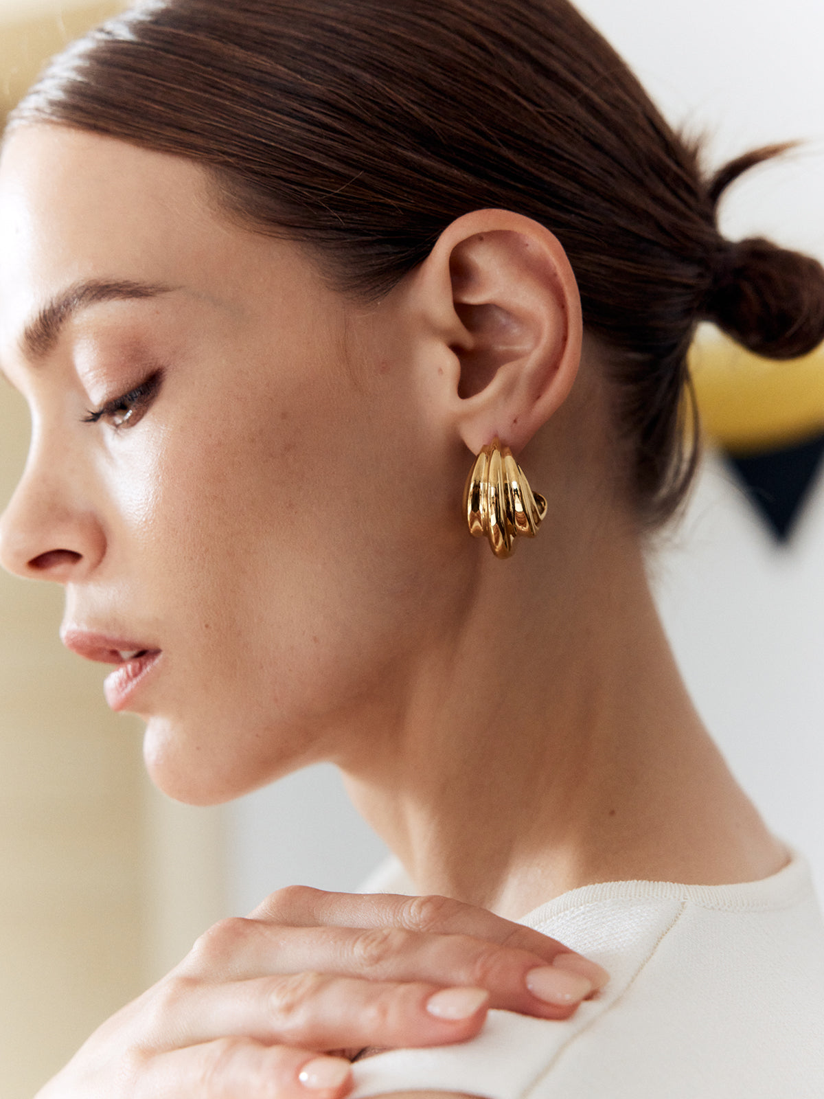 Zarif Salyangoz Tarzı Küpeler Altın Gümüş 18 Ayar Kaplama