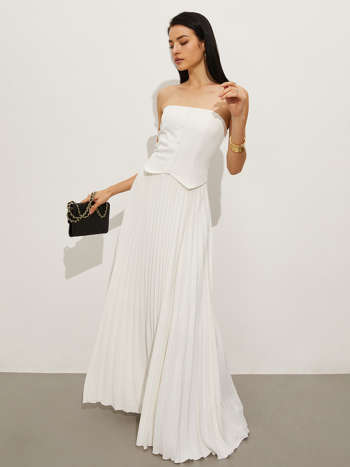 Vintage Kapitone Clutch Çanta Siyah Altın Detaylı