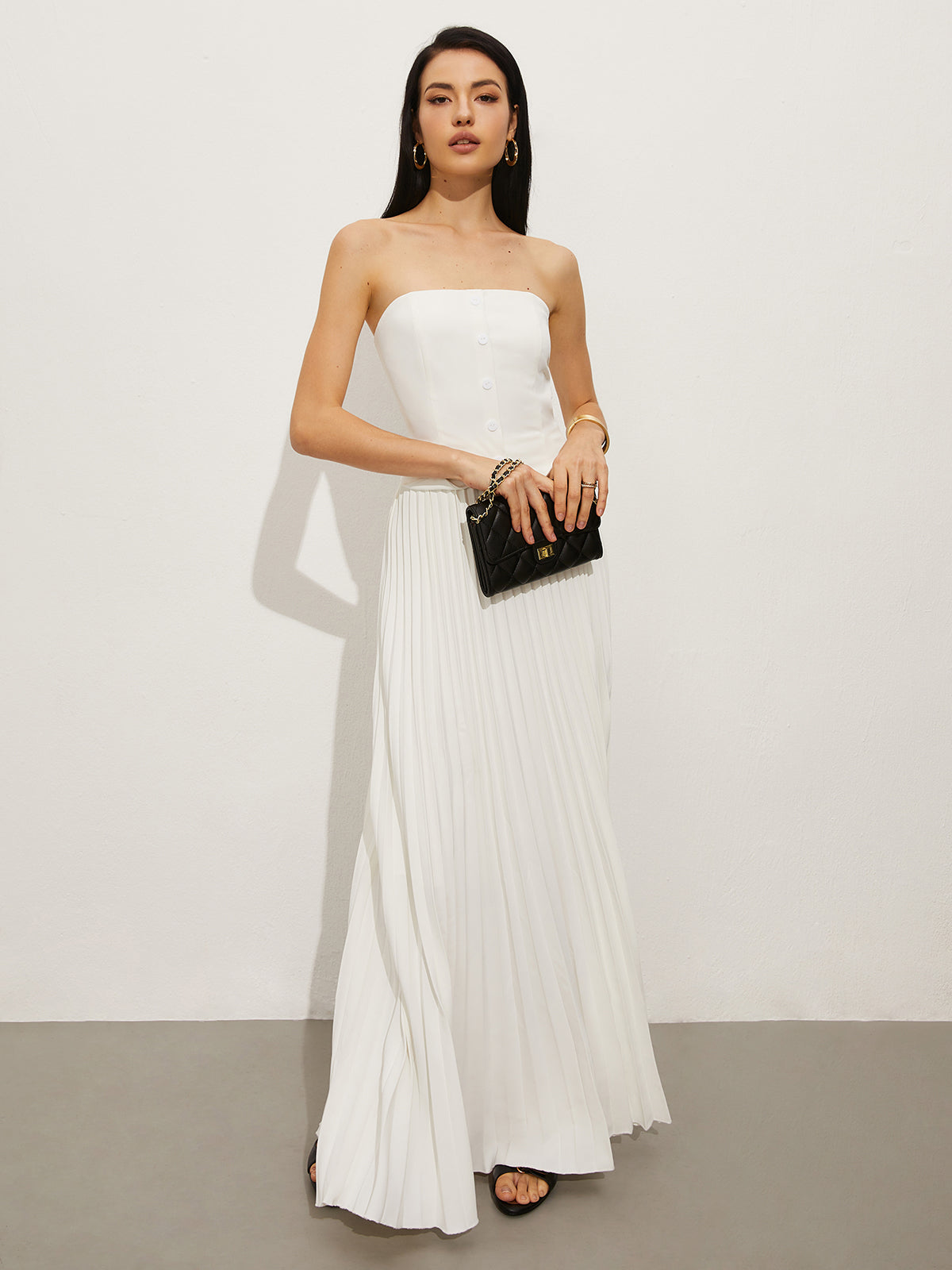 Vintage Kapitone Clutch Çanta Siyah Altın Detaylı