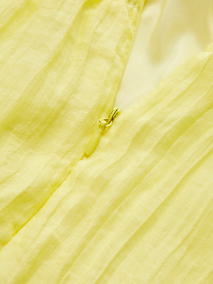 Marul Kesimli Fermuarlı Pileli Elbise