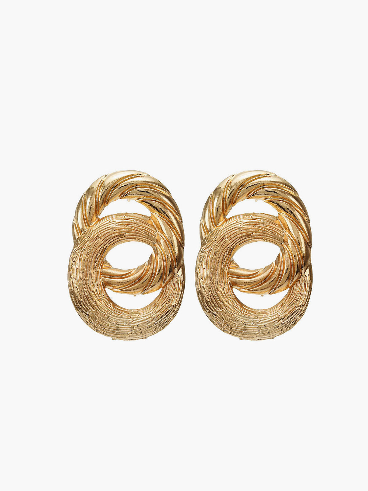 Vintage Çapraz Dairesel Damla Küpe Altın Geometrik Desen