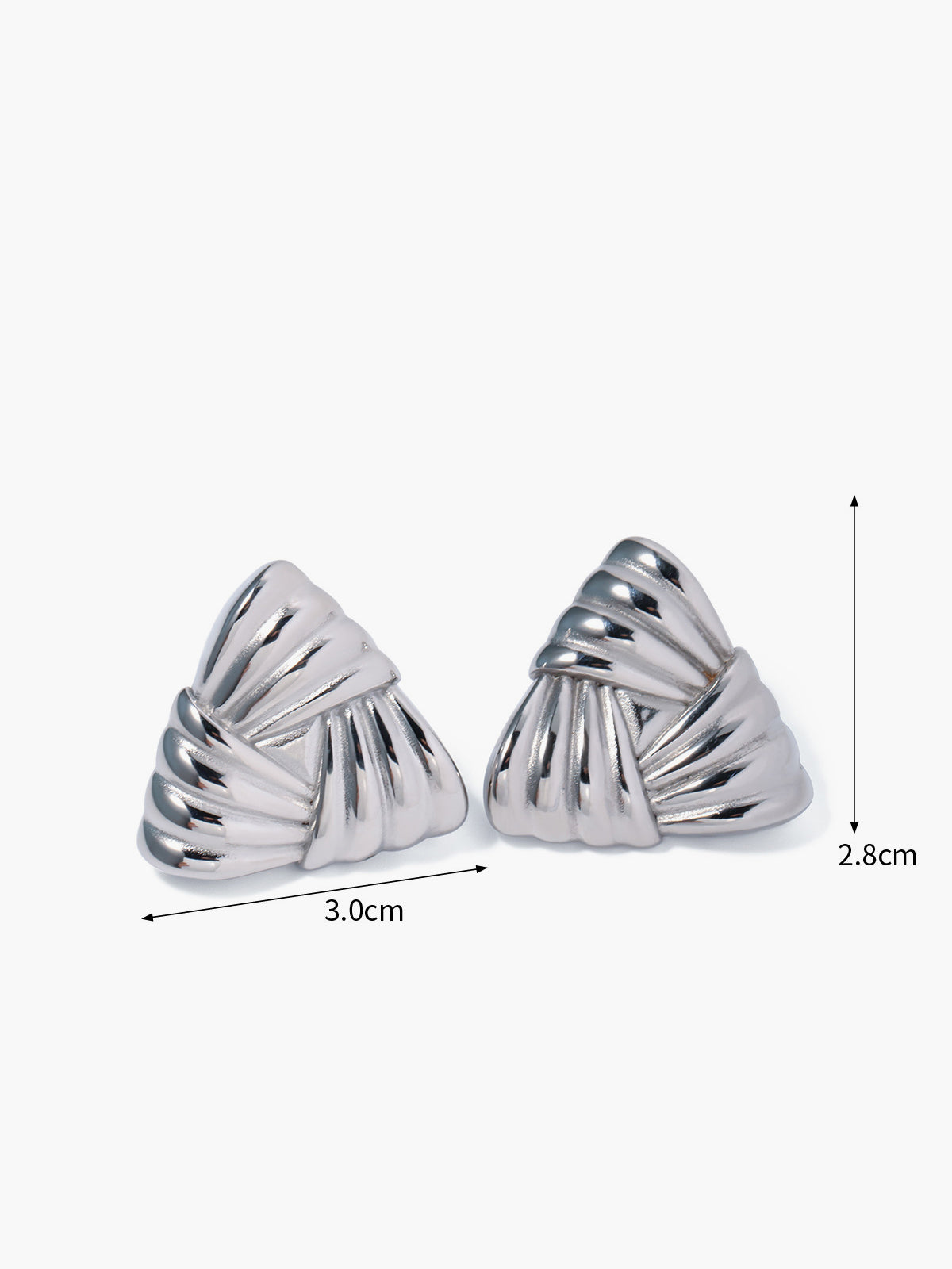 Örgülü Dokulu Üçgen Küpeler Titanyum Çelik Altın