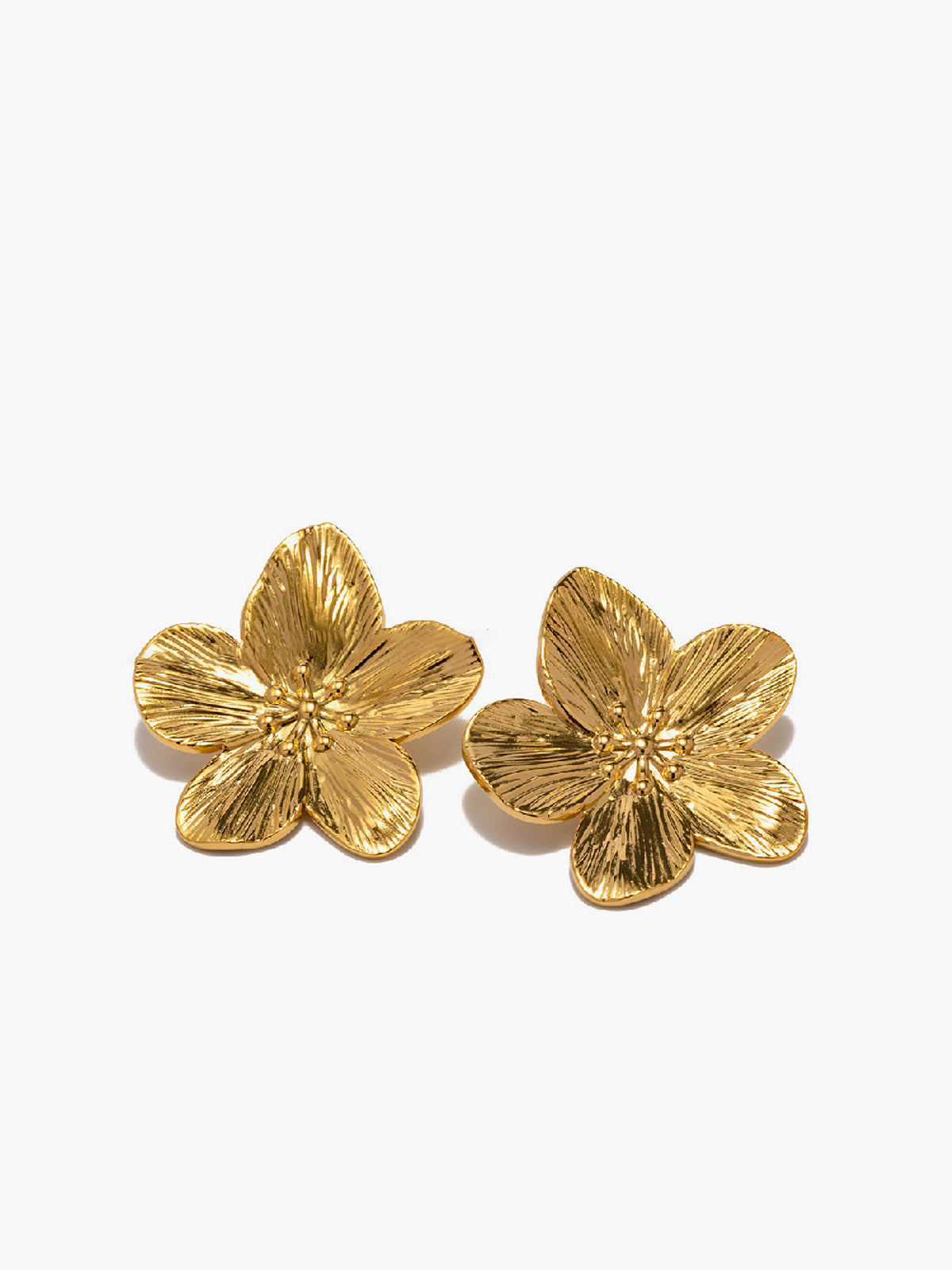 Altın Çiçek Küpeler Titanyum Çelik