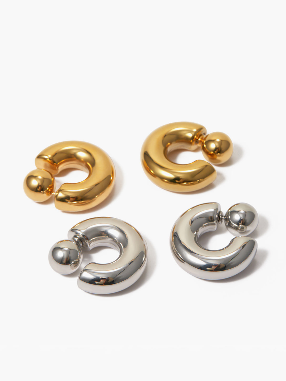 Şık C Şeklinde Küpeler Titanyum Çelik Altın