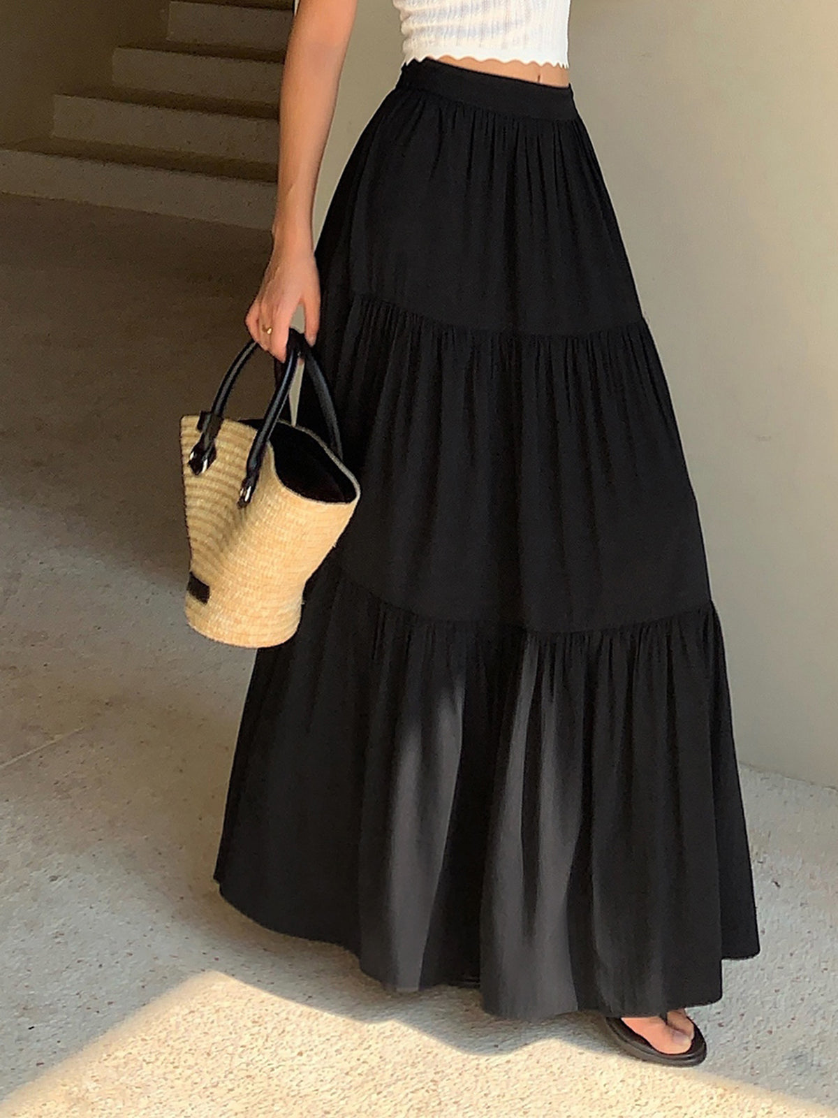 Hasır Çanta Doğal Saman Örgü Haki Renk