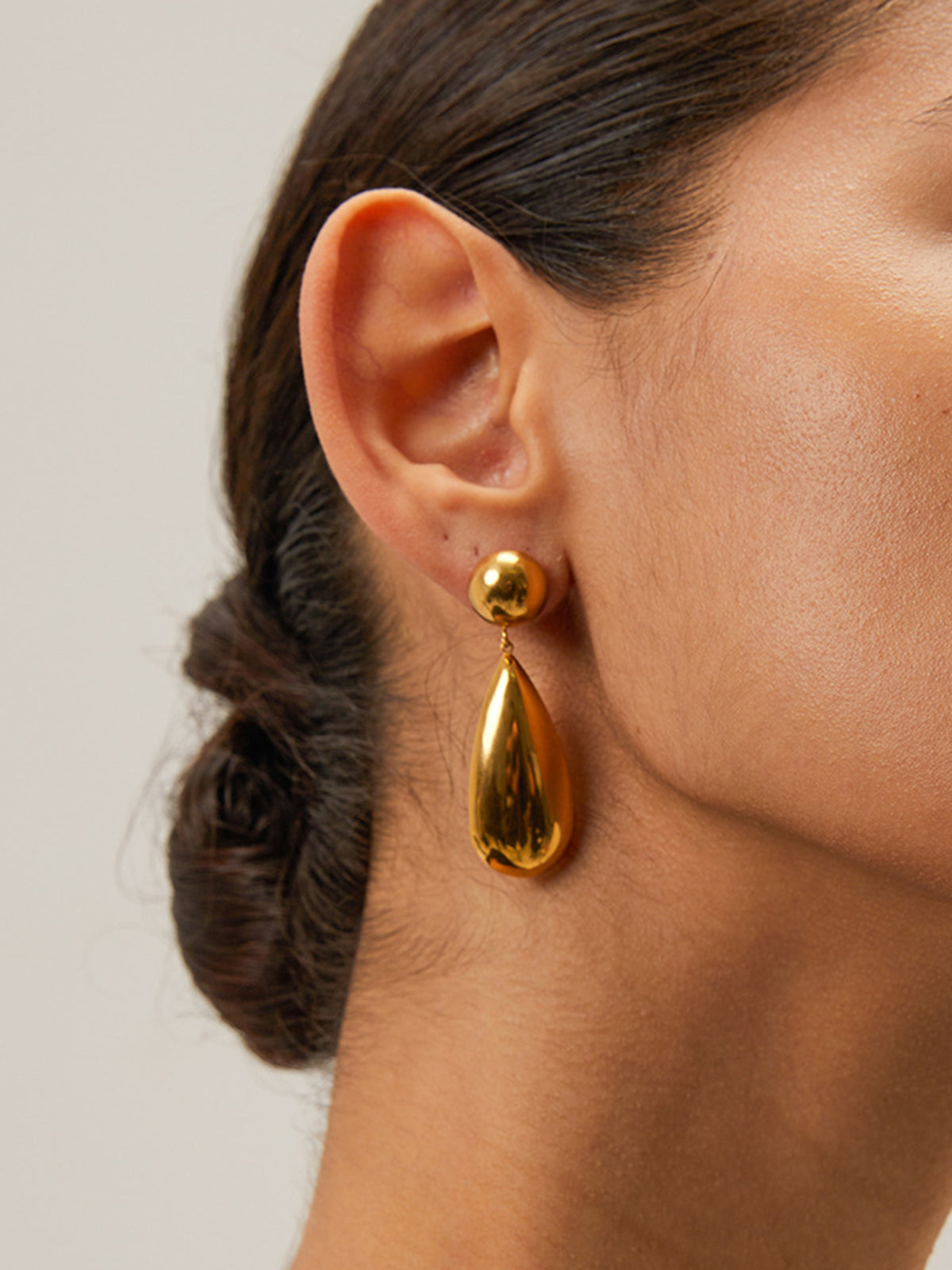 Su Damlası Küpeler Altın Kaplama Titanyum Çelik