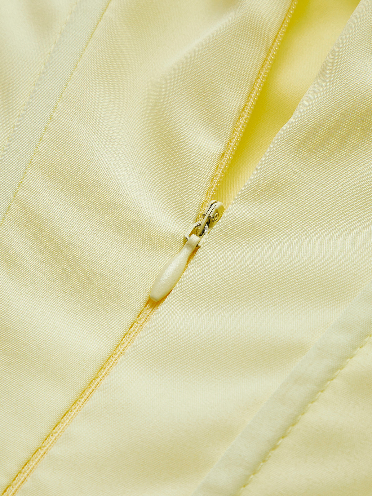 Pileli Biye Fermuarlı Abiye Tüp Elbise Sarı Midi