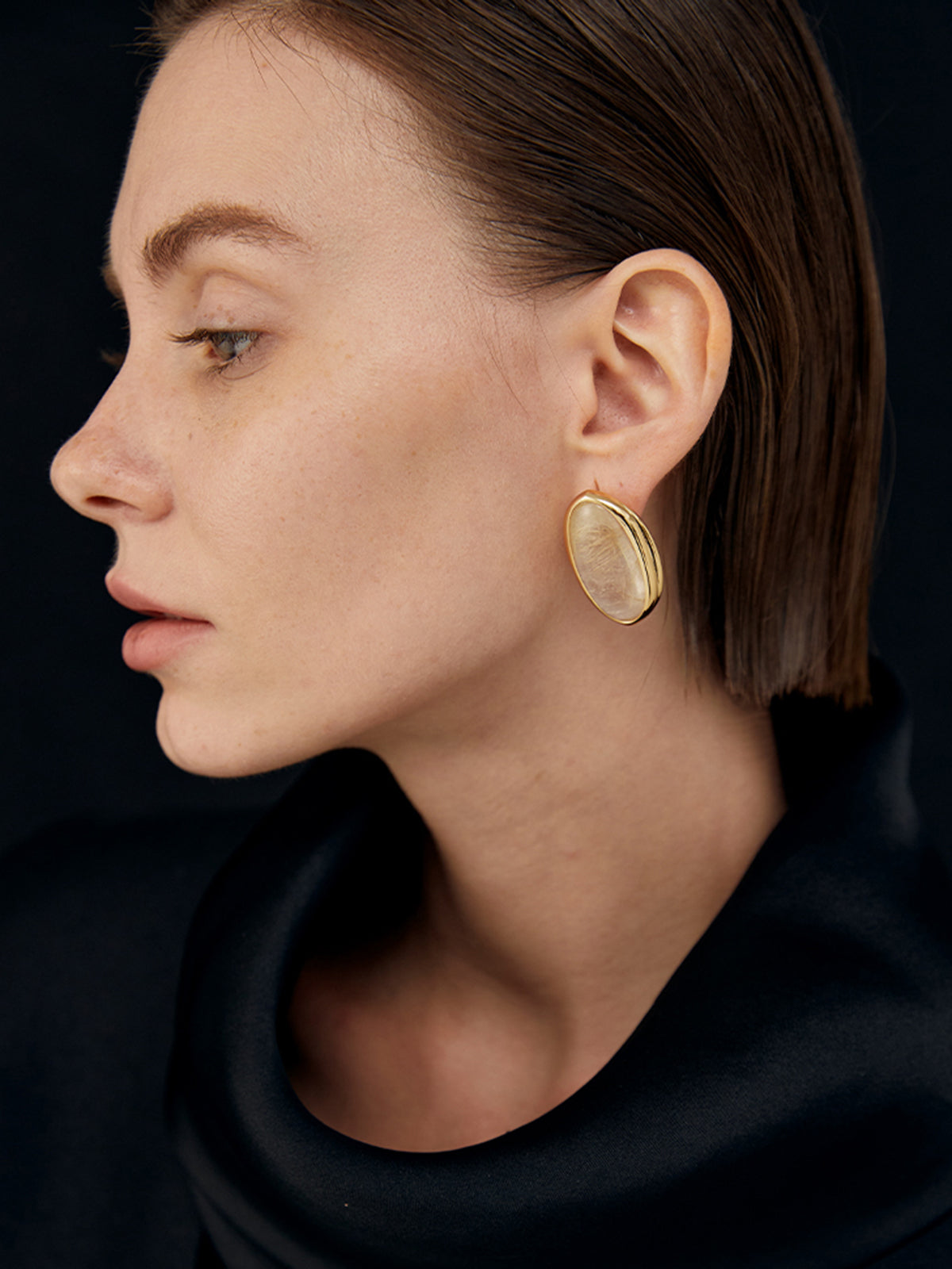 Sunshine Sarı Kristal Saplama Küpe Altın Rengi