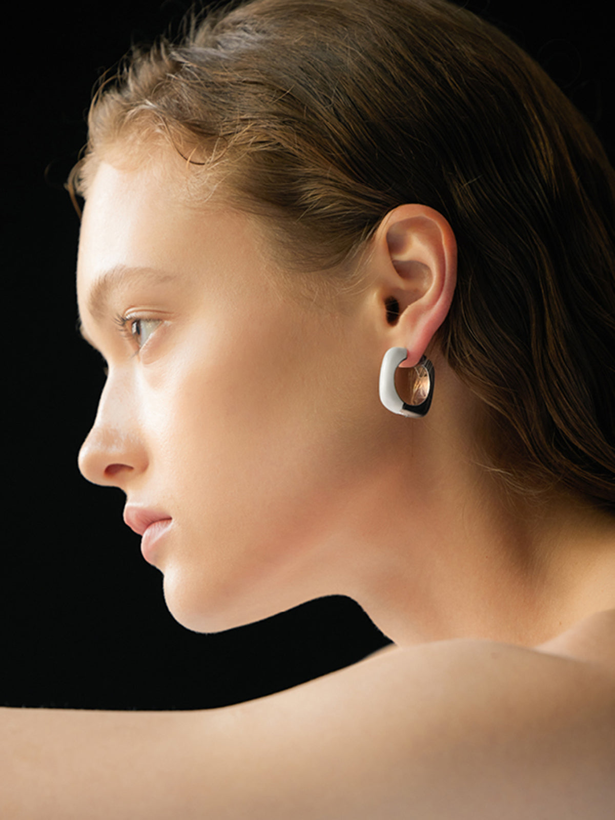 Vintage Mineli Damla Küpe Gümüş Bakır