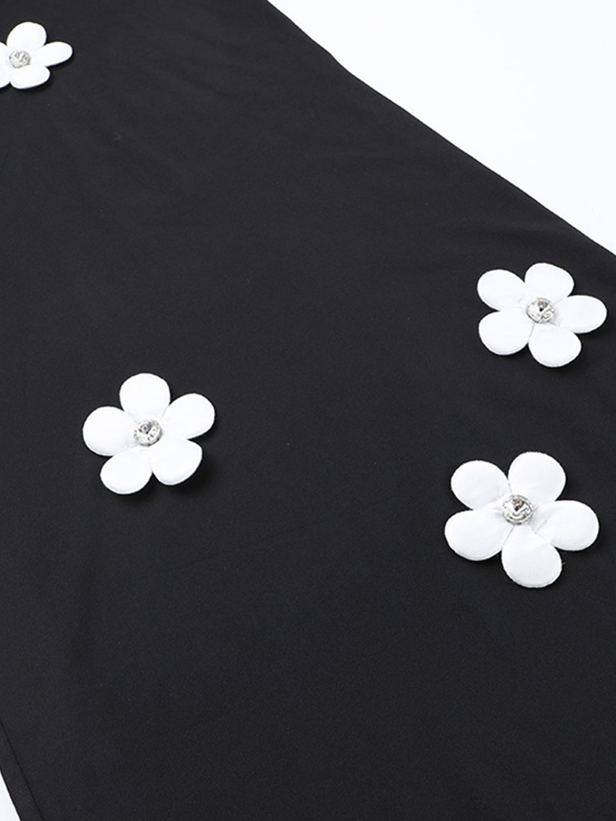 Mock Yaka 3D Çiçek Kesimli Abiye Elbise