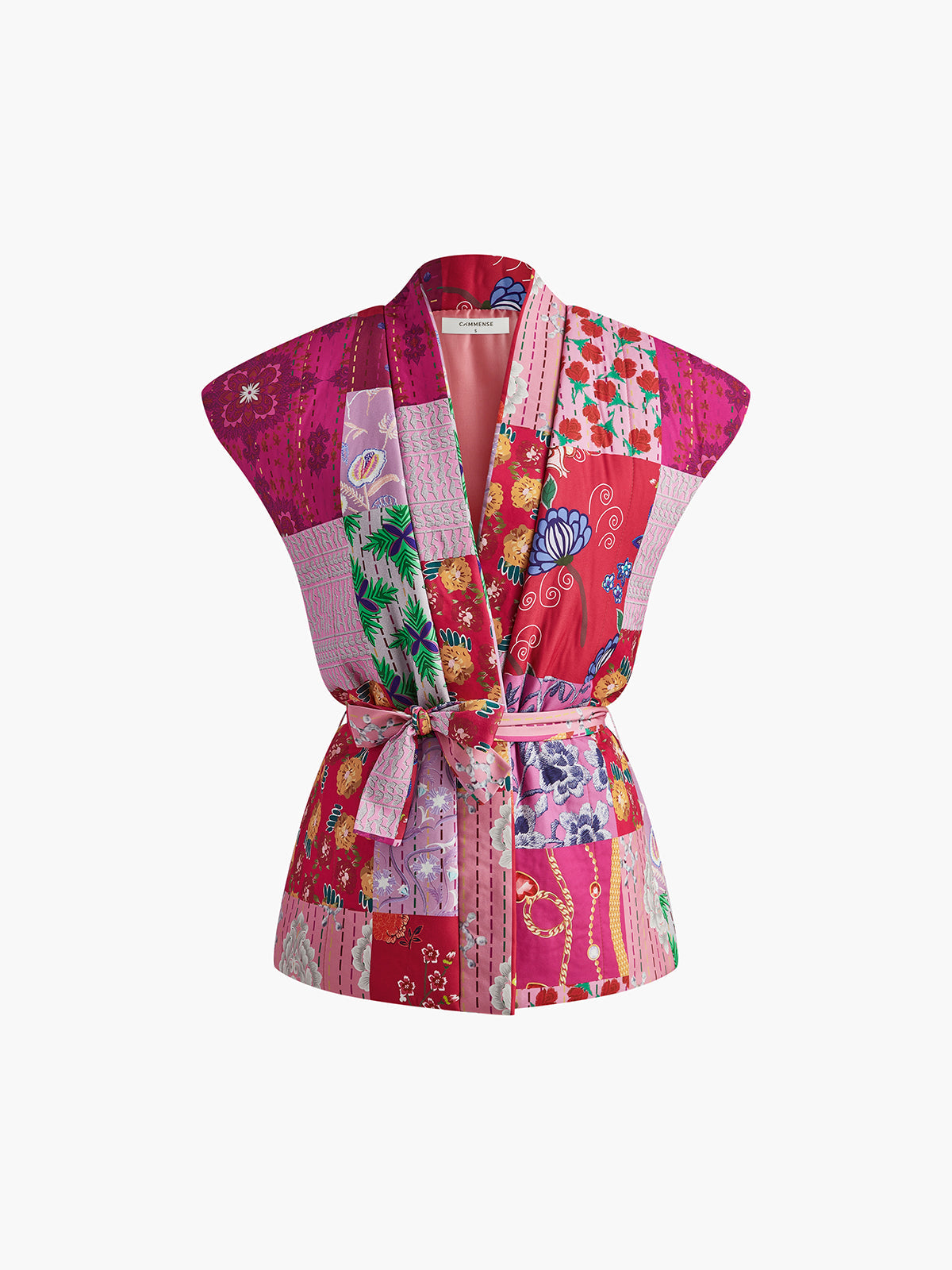 Bohem Desenli Kemerli Yelek Çok Renkli Uzun Kol