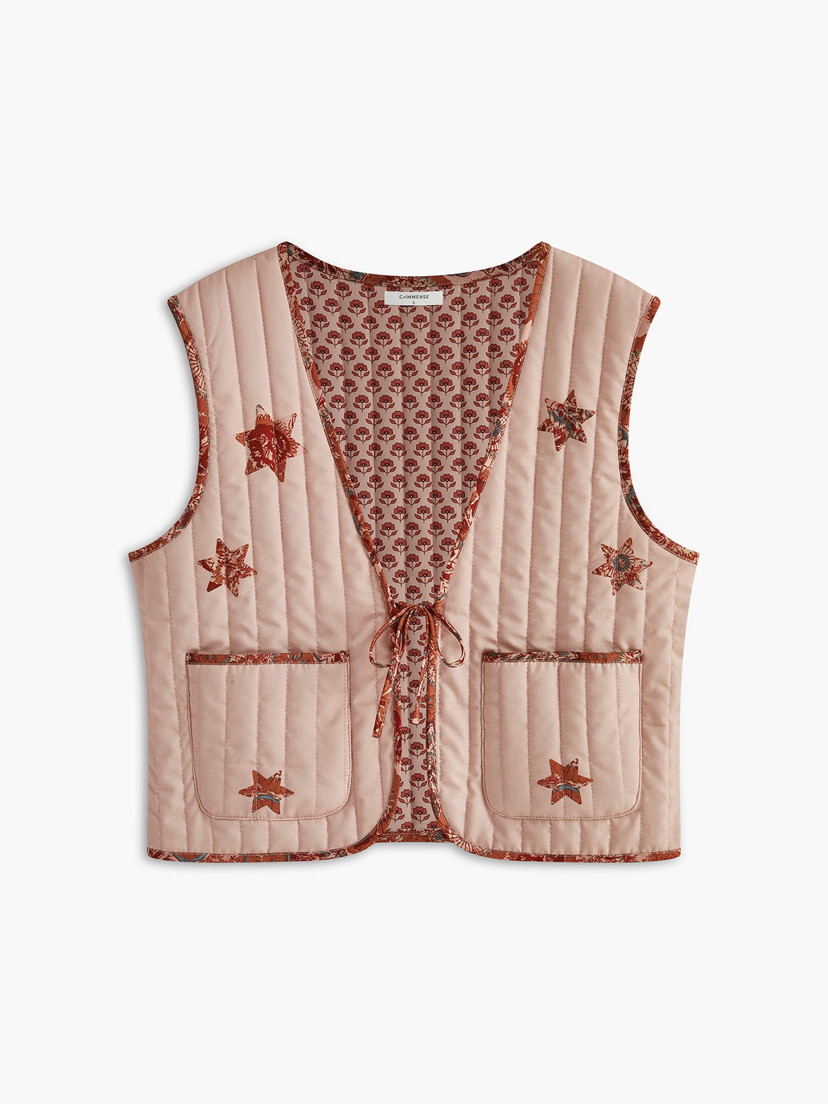 Boheme İki Taraflı Kravat Sırt Yeleği Pembe Çiçekli