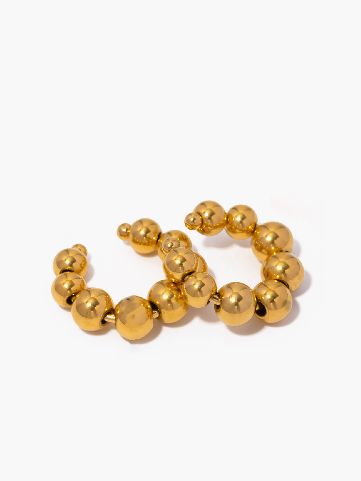 Altın Halka Boncuklu Kulak Kafesi 18K Kaplama Titanyum Çelik