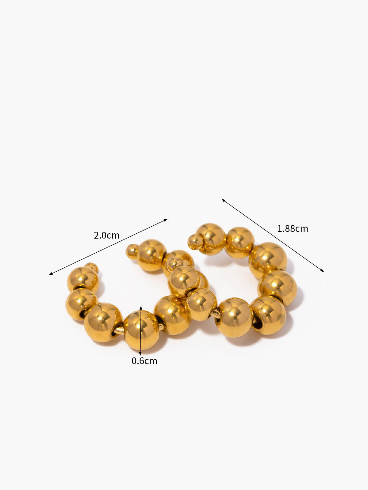 Altın Halka Boncuklu Kulak Kafesi 18K Kaplama Titanyum Çelik