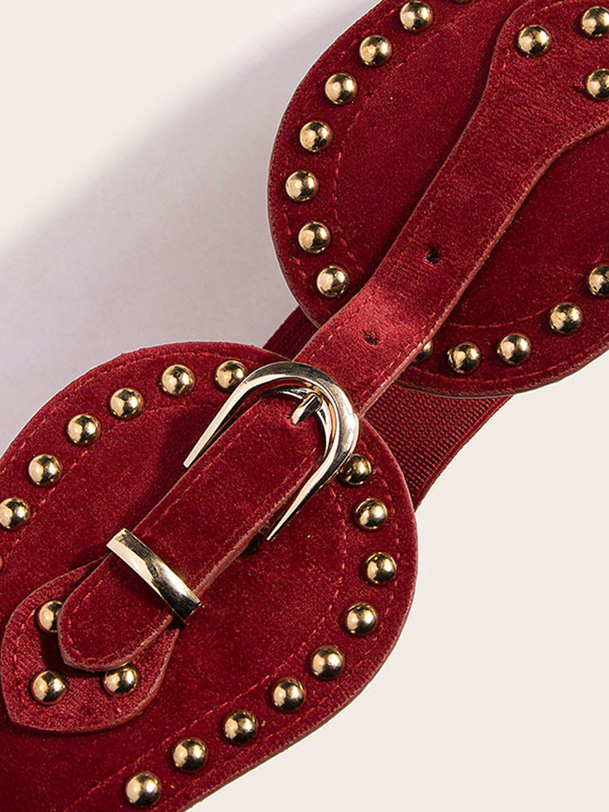 Boheme Çivili Tokalı Kemer Bordo Tek Beden