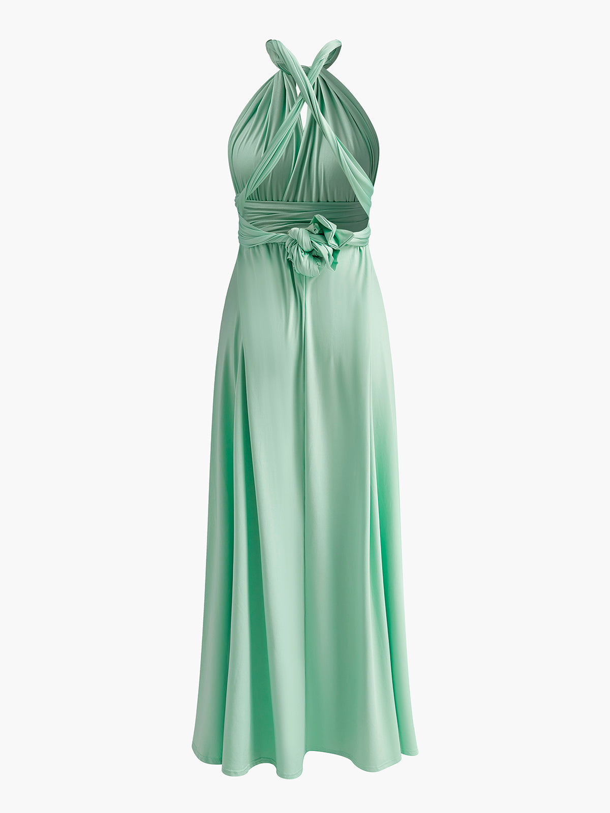 Şık Çapraz Sırt Kemerli Abiye Plise Elbise