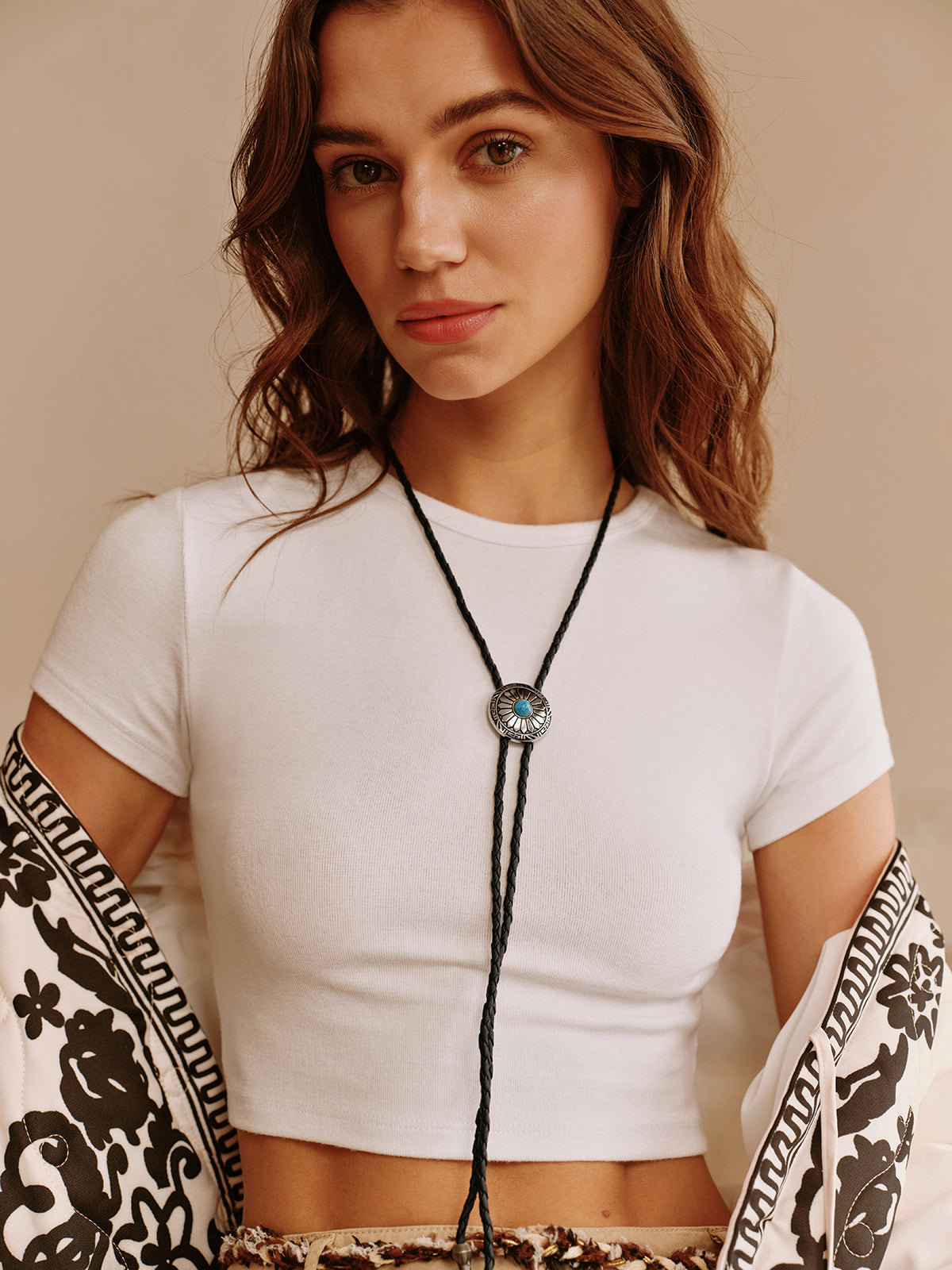 Vintage Turkuaz Ayçiçeği Kolye Siyah Alaşım