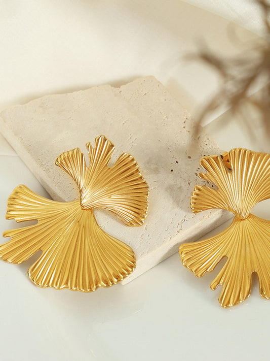Ginkgo Yaprağı Dalgalı Küpeler