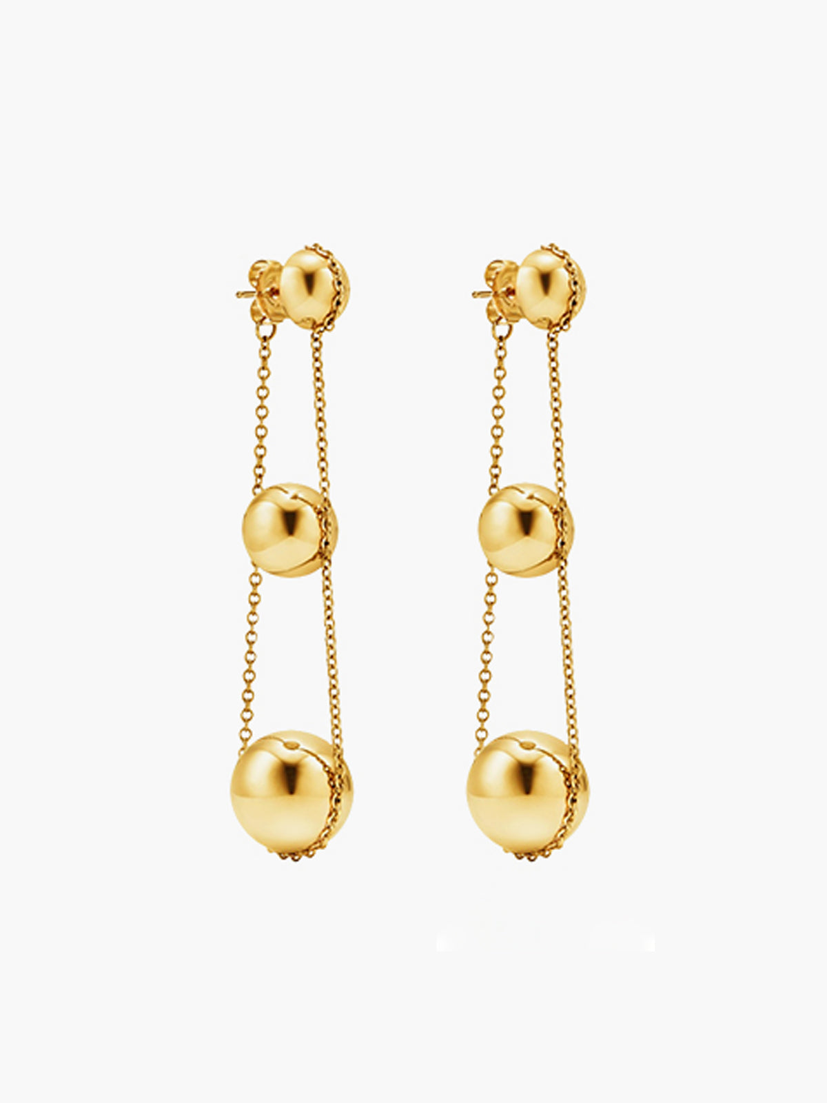 Şık Üçlü Toplu Sarkıt Küpe Altın Bakır