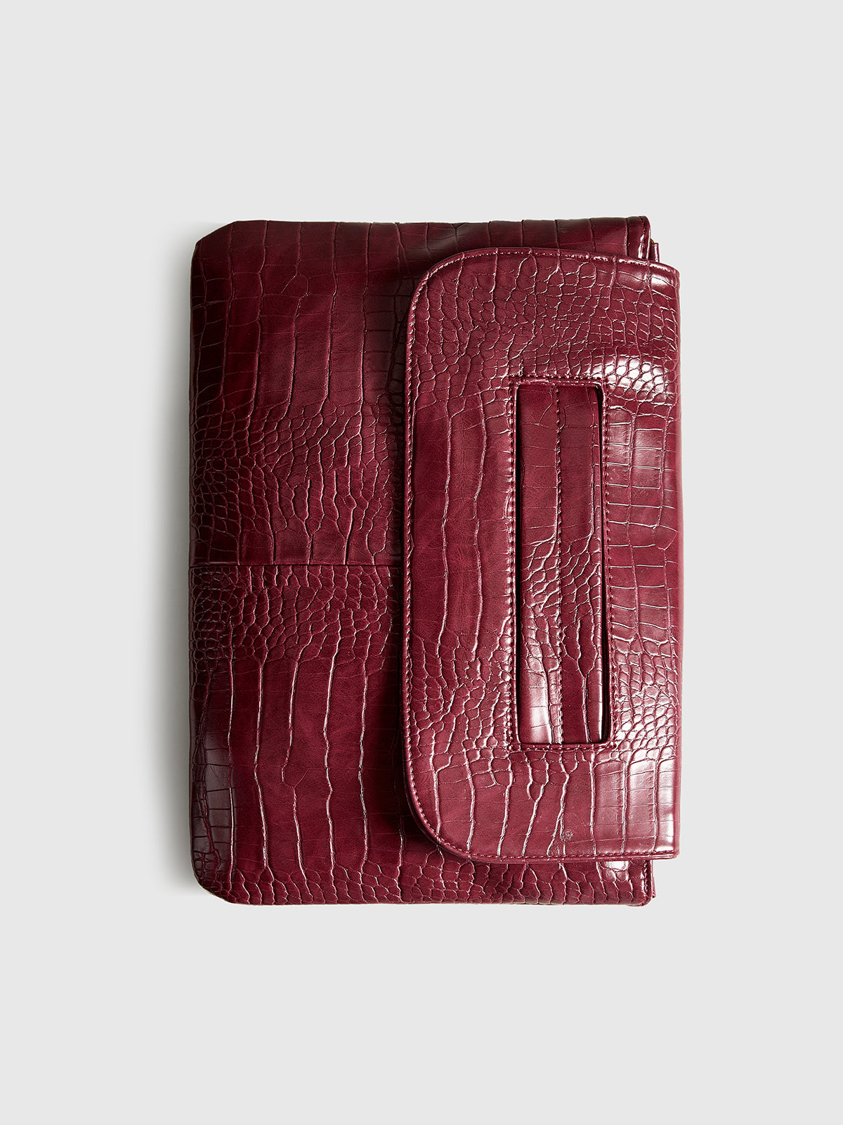 Timsah Desenli Büyük Kapasiteli El Çantası Bordo