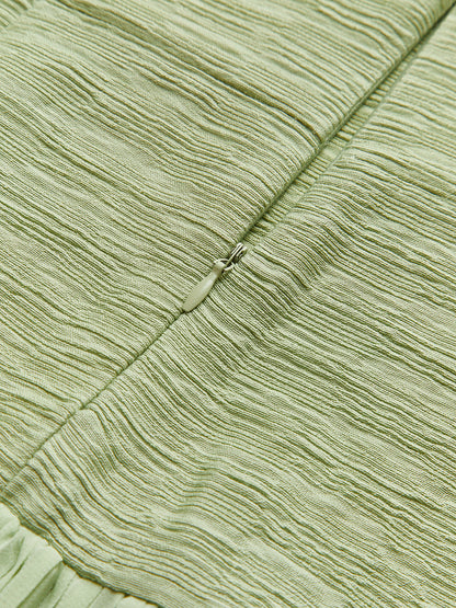 Plise Fermuarlı Boru Abiye Elbise