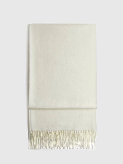 Yün Karışımlı Minimalist Püskül Şal