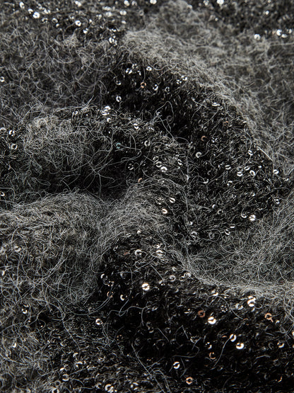 Geometrik Desenli Sıralı Payetli Triko Dış Giyim