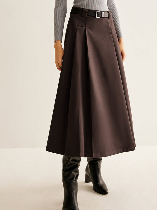Utility Pleated Belted Skirt
