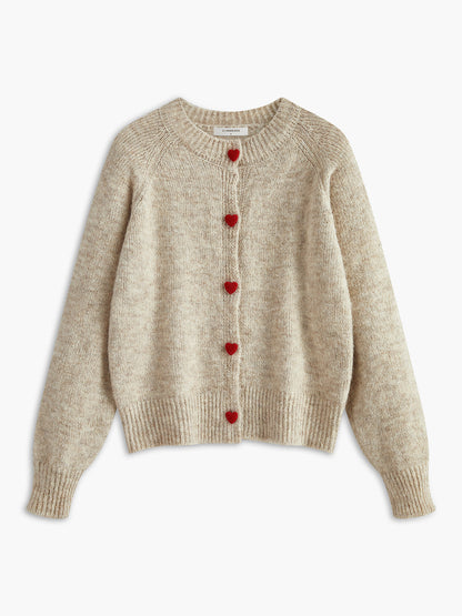 Şık Kalp Düğmeli Kadın Hırka