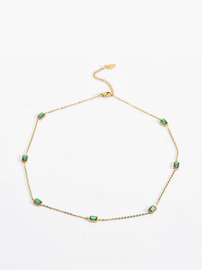 Kare Yeşil Zirkon Kolye